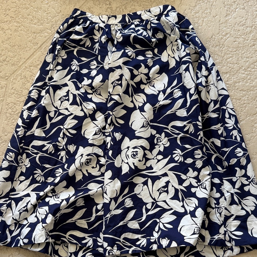 A New Day Navy and White Floral A-Line Skirt